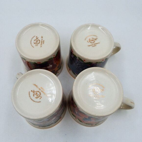 Lenox Christmas Santa’s Holiday Journey Mugs Cups Christmas Various Set of 4